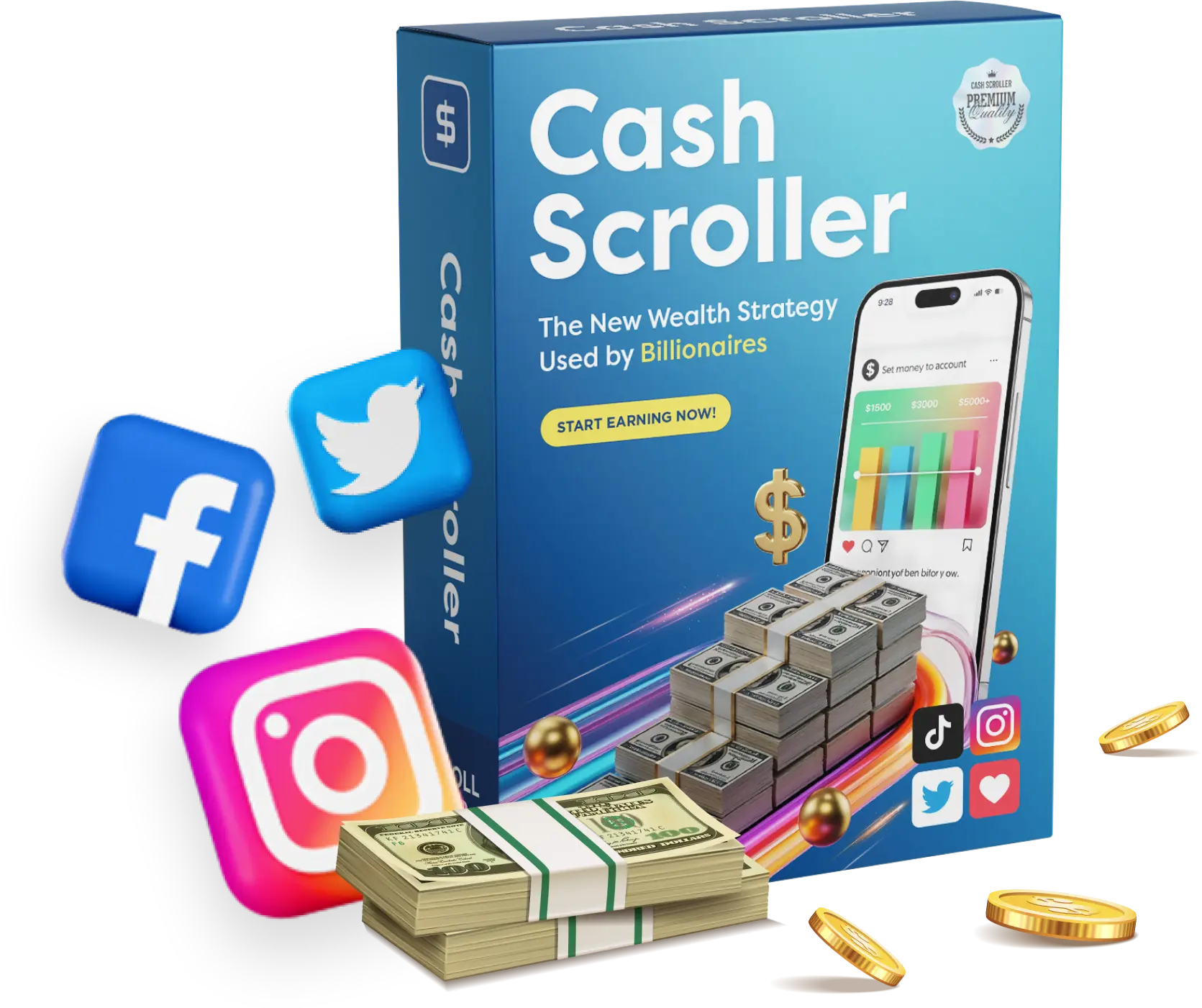 CashScroller content creation interface with AI post builder
